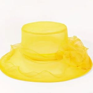 COPY - NWT Wide Brim Organza Hat Elegant KY Derby Church Flower Travel Easter Y…